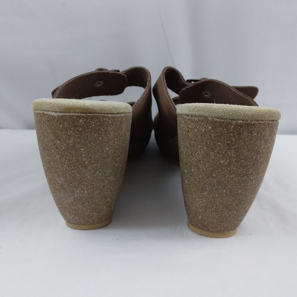 Sam & Libby Brookfield Slide Wedge Sandals Brown Leather Double Buckle Boho 8 - Picture 12 of 14